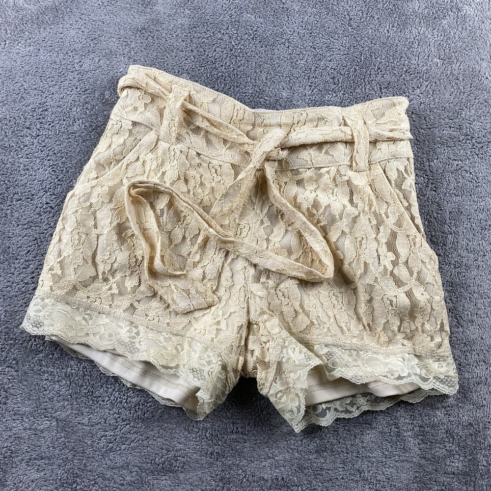 Bar III Crochet Lace Shorts Womens Small Beige‎